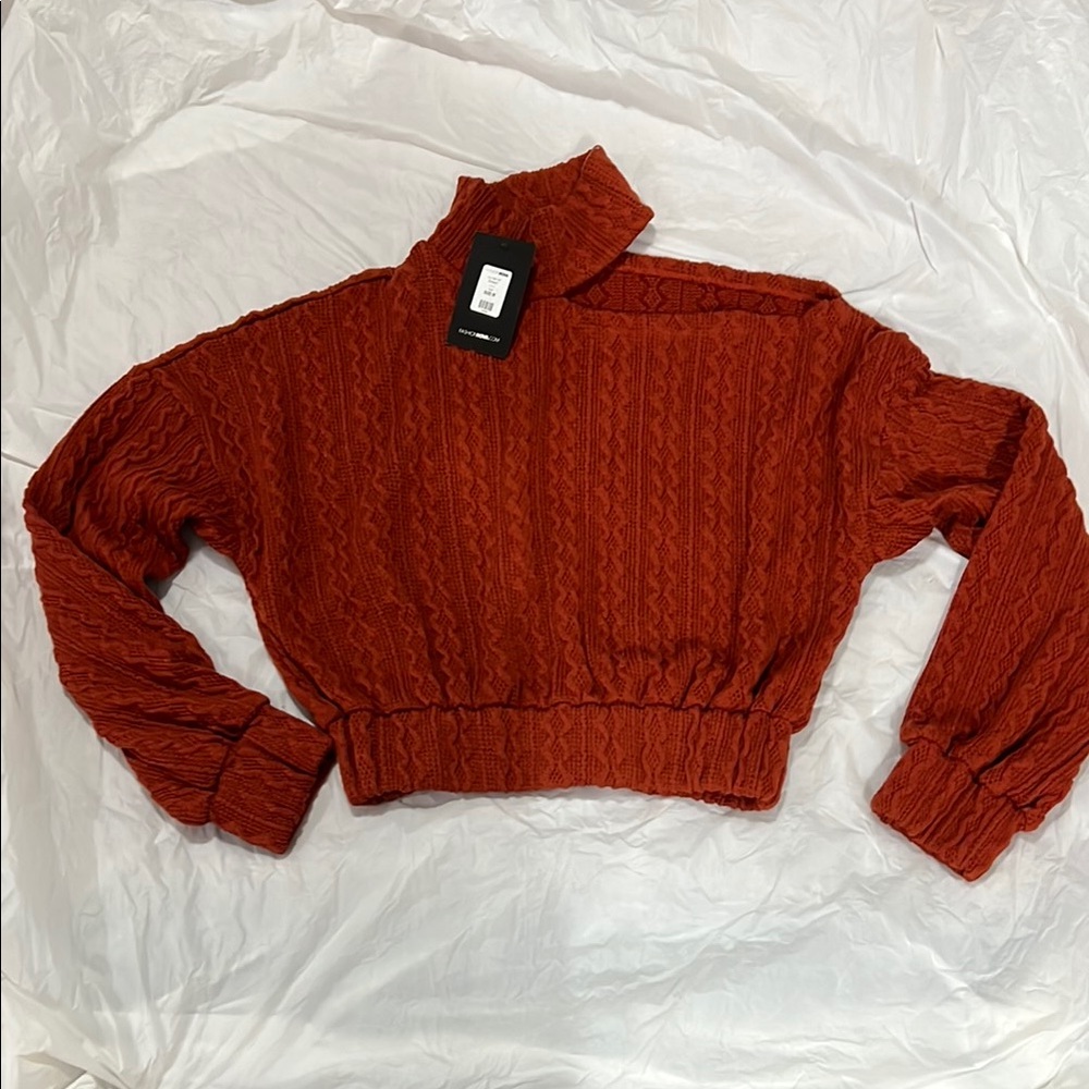 Fashion Nova Red Cowl Turtleneck Sweater